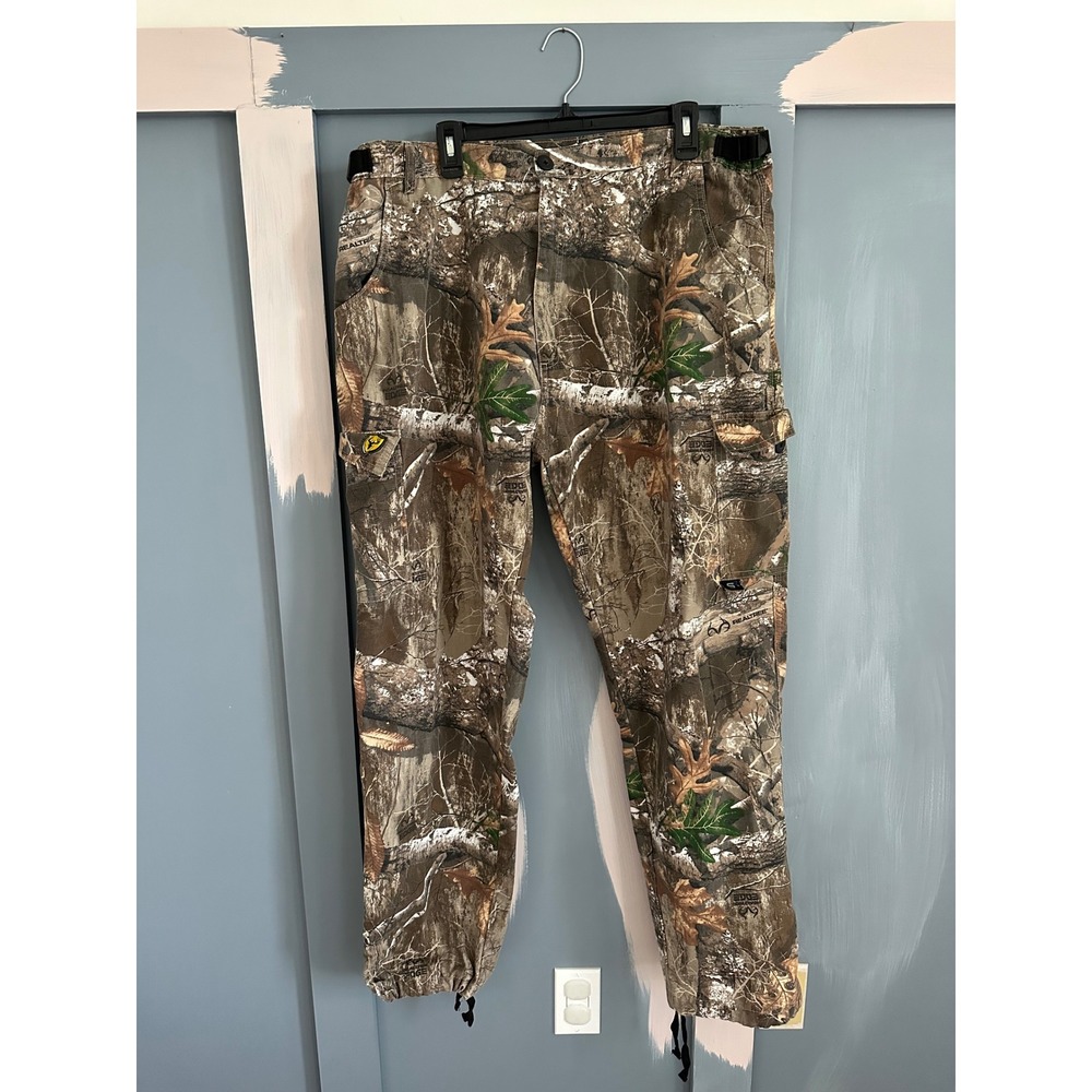 Scent Blocker Mens Realtree Edge Camo Cargo Hunting Pants 2XL Ripstop Adjustable